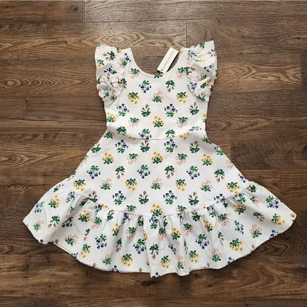 Floral Girls Dress with Ruffled Sleeves